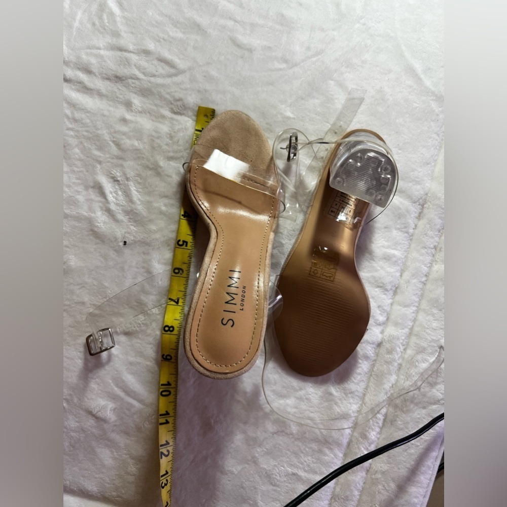 simmi London heels clear heel  snake Vera! Size 5 color nude suede clear - Picture 13 of 14